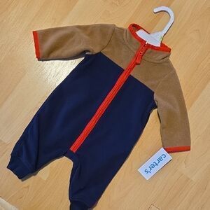 Carter's Navy and Brown Bodysuit with Red Trim, 3M, nwt